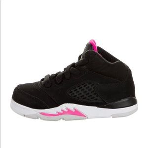 Nike Jordan 5 Retro Toddler girls’ black and pink sneakers (size 7 toddler)